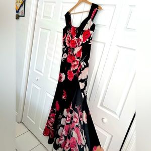 New York And Company Eva Mendes Floral Maxi Dress in Black / Pink NWOT